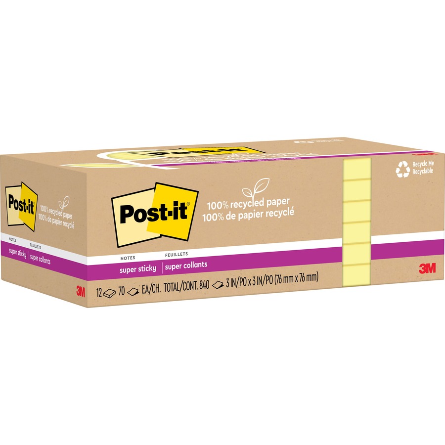 Post-it® Recycled Super Sticky Notes 70 3