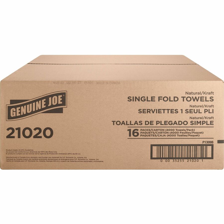 Picture of Genuine Joe Single-Fold Value Paper Towels