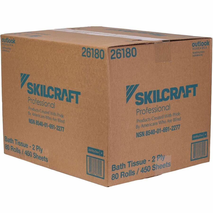 Picture of Toilet Tissue, 2-ply, 450 sheets per roll, 1.5" core, White, 80/Carton, 1 RL/CT