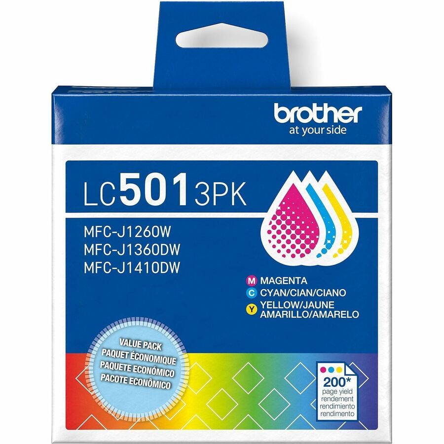 Brother LC501 3PK Original Standard Yield Inkjet Ink Cartridge - Cyan, Magenta, Yellow - 1 Each
