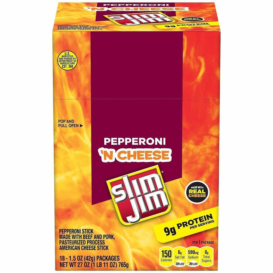 Picture of Beef Snack Sticks Slim Jim Variety, individually wrapped, 18/CT