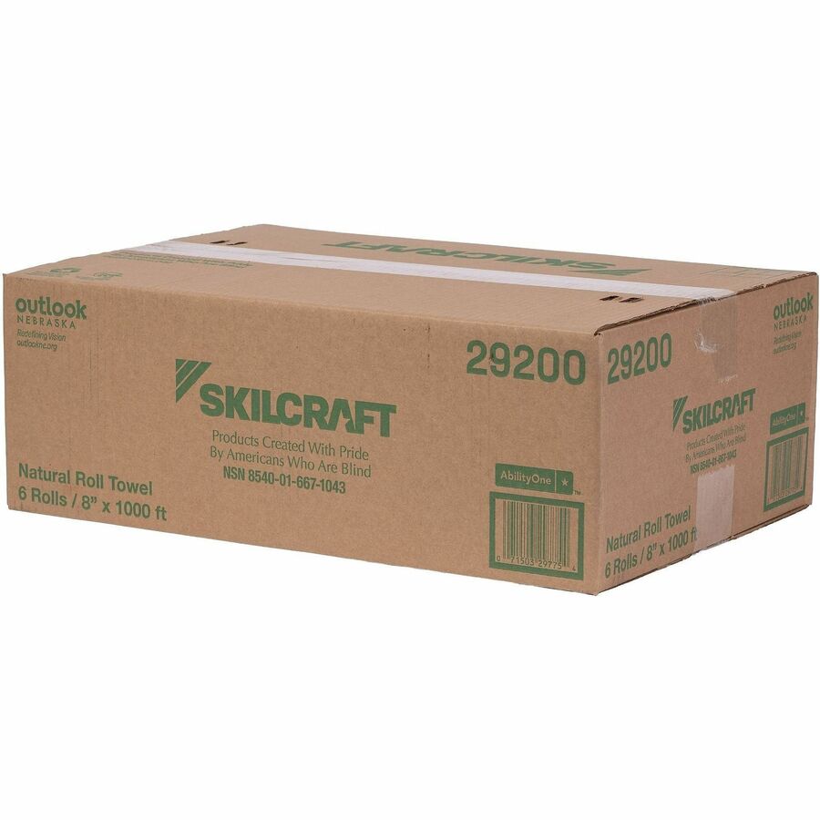 Picture of Paper Towel Roll, 1-ply, 8" width x 1000 ft, 2" core, Paper, 6 BX
