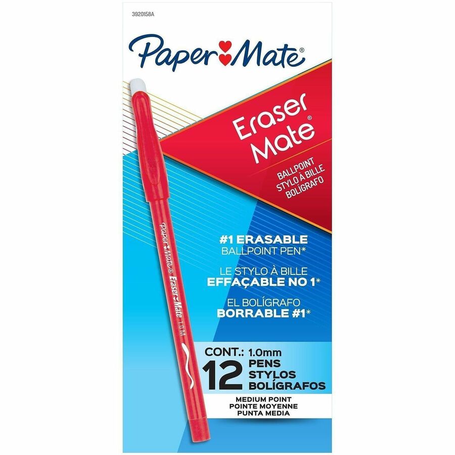 Picture of Erasermate Ballpoint Pen, 1.0 mm Point, Erasable Red Ink, 12 EA/DZ