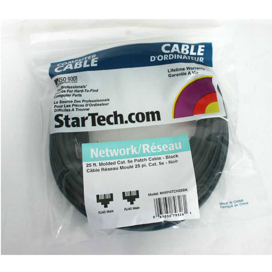 StarTech.com 25 ft Black Molded Cat5e UTP Patch Cable