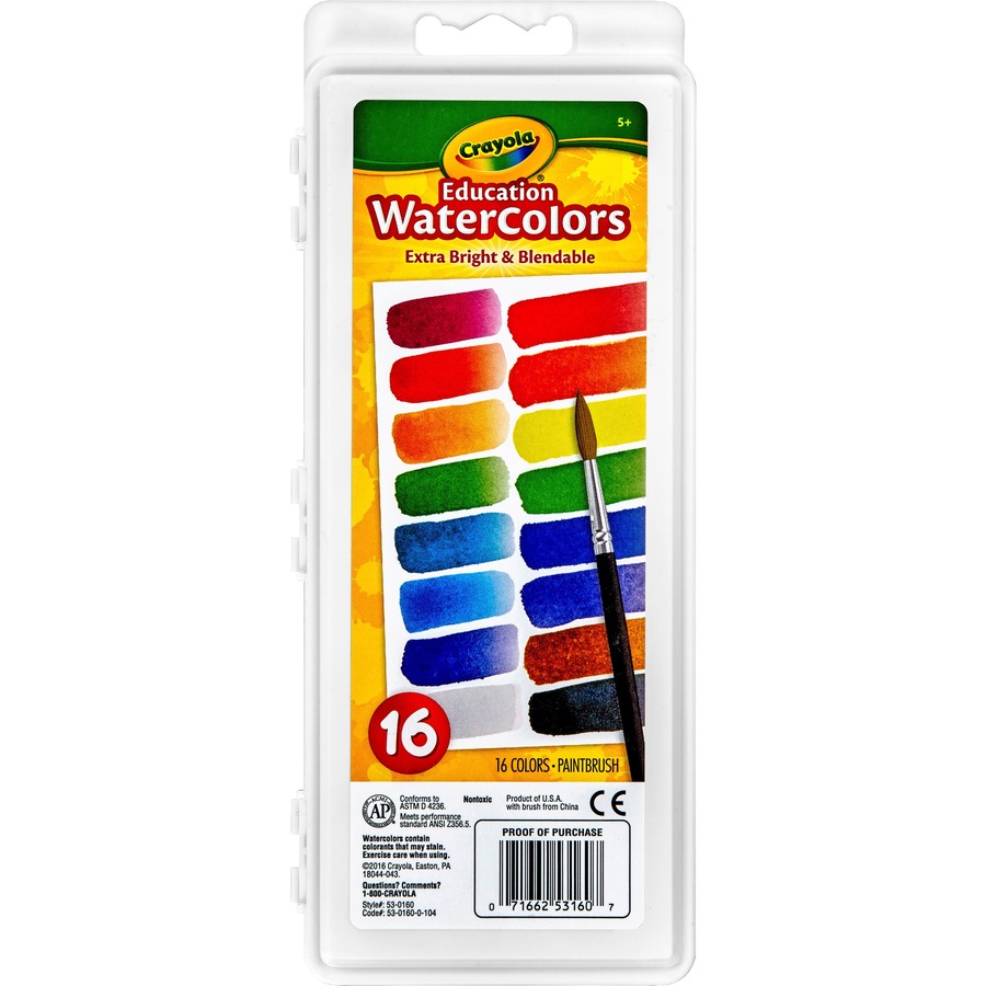 Crayola Non-Toxic Semi-Moist Watercolor Paint Set, Plastic Oval