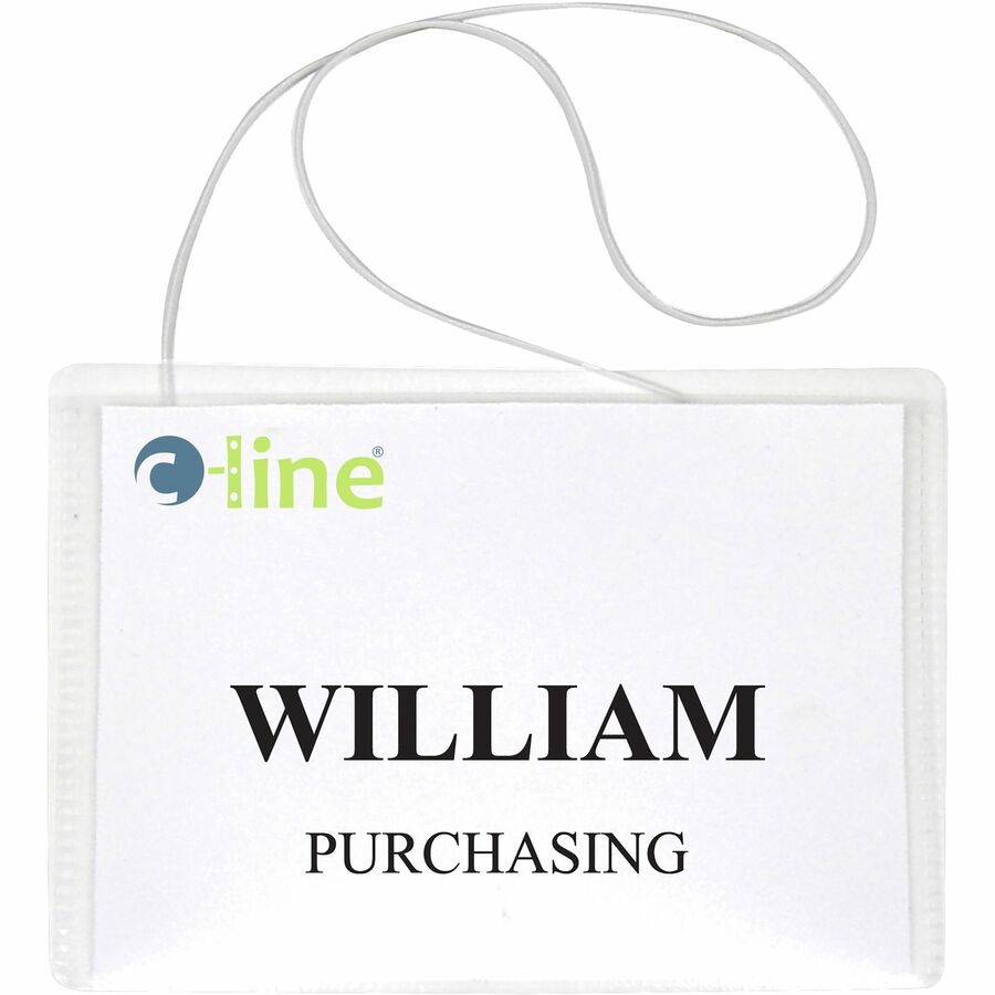 CLI96043 - C-Line Hanging Style Name Badge Kit with White Elastic