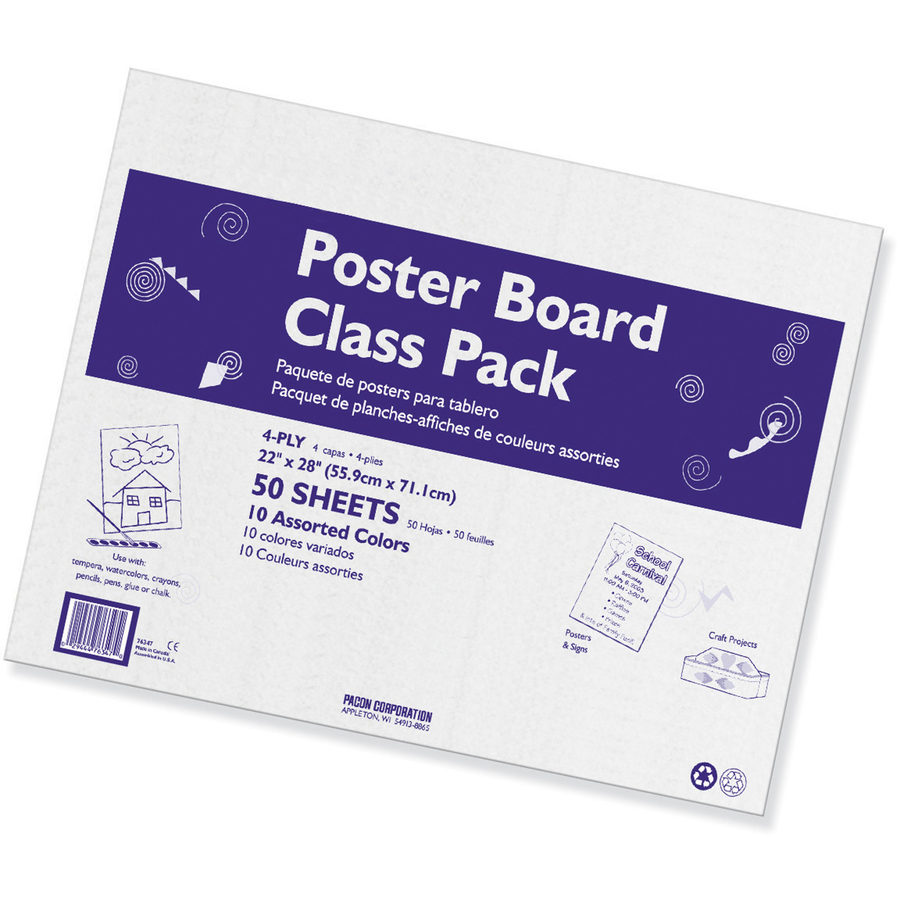 Ucreate Coated Poster Board44; White Pacon CAR13841 22 x 28 in 