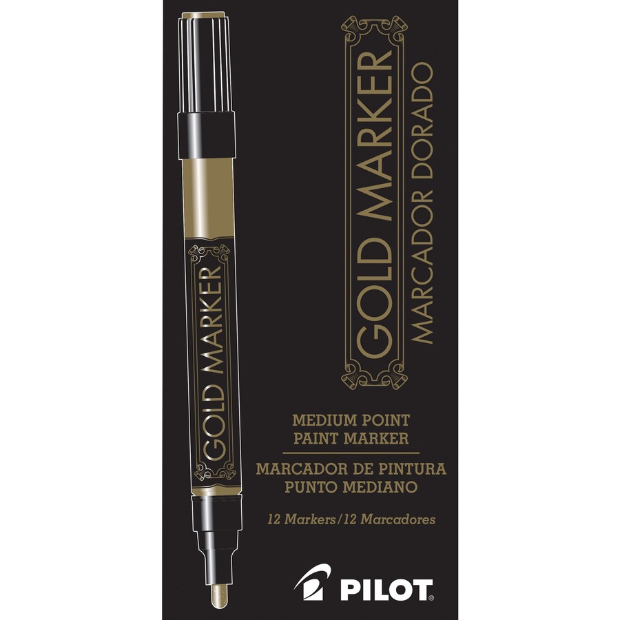 Pilot Gold Metallic Permanent Paint Markers, Medium Point, 10-PACK(41700) 