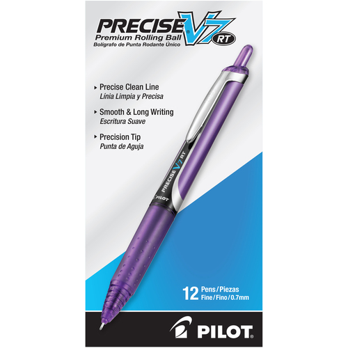 Pilot Precise® V7 Retractable Pens, Fine Point, Purple Ink, Dozen