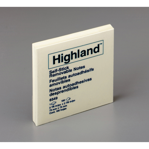 Highland Notes, 3 in x 3 in, Yellow, 12 Pads/Pack - W.B. Mason