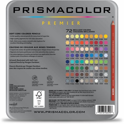 Prismacolor Premier Colored Pencils, 72 Assorted Colors/Set - W.B.