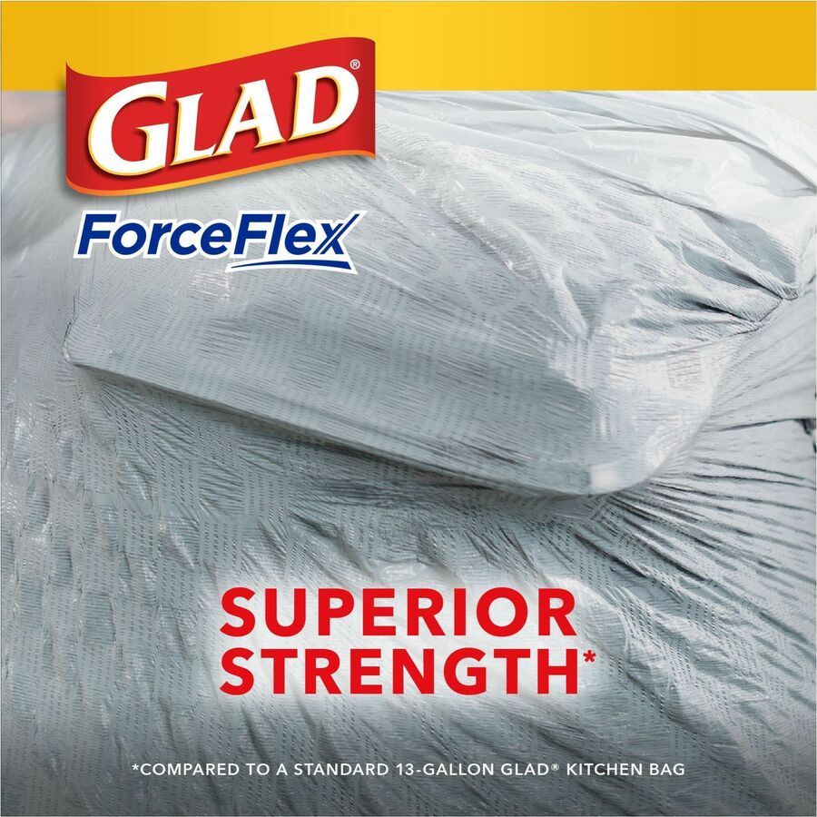 Glad ForceFlex Tall Kitchen Drawstring Trash Bags - OdorShield - 13 gal  Capacity - 23.74 Width x 24.88 Length - 0.72 mil (18 Micron) Thickness -  Gray - 390/Pallet - 40 Per