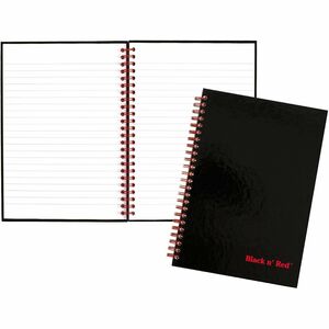 Black+n%26apos%3B+Red+Wirebound+Ruled+Notebook+-+A5+-+70+Sheets+-+Wire+Bound+-+24+lb+Basis+Weight+-+A5+-+5+7%2F8%26quot%3B+x+8+1%2F4%26quot%3B+Sheet+Size+-+White+Paper+-+Red+Binding+-+Black+Cover+-+Perforated%2C+Wipe-clean+Cover%2C+Laminated%2C+Pocket+-+1+Each