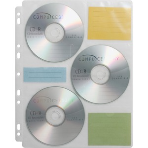 Compucessory+CD%2FDVD+Ring+Binder+Storage+Pages+-+6+x+CD%2FDVD+Capacity+-+9+x+Holes+-+Ring+Binder+-+Clear+-+Polypropylene+-+25+%2F+Pack