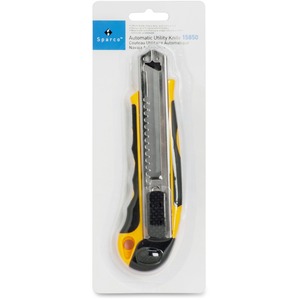 Sparco+Automatic+Utility+Knife+-+Metal+Blade+-+Heavy+Duty+-+Acrylonitrile+Butadiene+Styrene+%28ABS%29+-+Black%2C+Yellow+-+1+Each