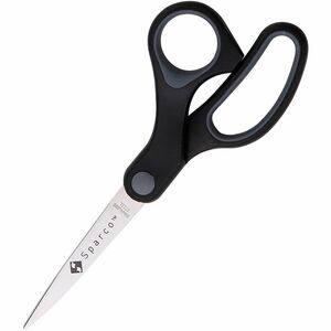 Sparco+Straight+Scissors+w%2FRubber+Grip+Handle+-+7%26quot%3B+Overall+Length+-+Straight+-+Stainless+Steel+-+Pointed+Tip+-+Black%2C+Gray+-+1+Each