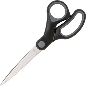 Sparco+Straight+Scissors+w%2FRubber+Grip+Handle+-+8%26quot%3B+Overall+Length+-+Straight+-+Stainless+Steel+-+Black%2C+Gray+-+1+Each
