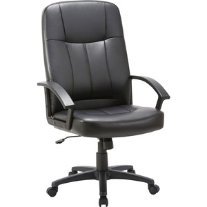 Lorell Chadwick Executive Leather High-Back Chair - Black Leather Seat - Black Frame - 5-star Base - Black - 1 Each