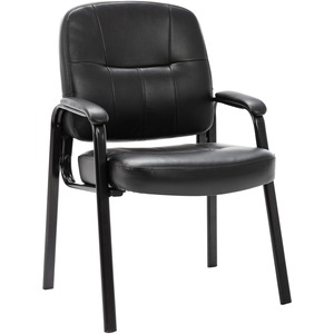 Lorell+Chadwick+Series+Guest+Chair+-+Black+Leather+Seat+-+Black+Steel+Frame+-+Black+-+Steel%2C+Leather+-+1+Each