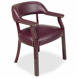 Lorell+Berkeley+Series+Traditional+Captain+Side+Chair+-+Burgundy+Vinyl+Seat+-+Hardwood+Frame+-+Four-legged+Base+-+Oxblood+-+Vinyl%2C+Wood+-+1+Each