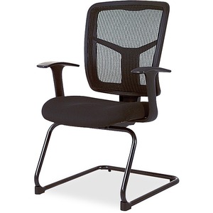 Lorell+ErgoMesh+Series+Mesh+Back+Guest+Chair+with+Arms+-+Black+Fabric+Seat+-+Black+Mesh+Back+-+Cantilever+Base+-+1+Each