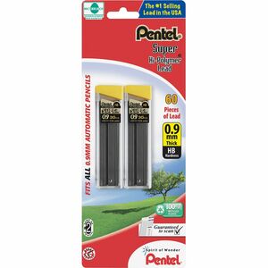Pentel+Super+Hi-Polymer+0.9mm+Lead+Refill+-+0.9+mmBold+Point+-+HB+-+Black+-+60+%2F+Pack