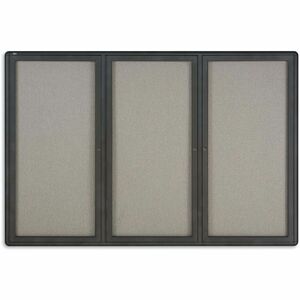 Quartet+Enclosed+Bulletin+Board+-+48%26quot%3B+Board+Height+x+72%26quot%3B+Board+Width+-+Gray+Fabric+Surface+-+Hinged%2C+Durable%2C+Shatter+Proof%2C+Self-healing+-+Graphite+Frame+-+1+Each
