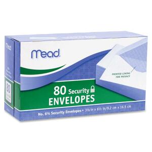 Mead+White+Security+Envelopes+-+Security+-+%236+3%2F4+-+6+1%2F2%26quot%3B+Width+x+3+5%2F8%26quot%3B+Length+-+20+lb+-+Gummed+-+Wove+-+80+%2F+Box+-+White