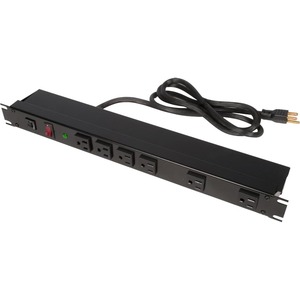 15AMP HORIZONTAL POWER STRIP WITH 15FT CORD. REAR FACING 6 OUTLET NEMA 5-15 WIT