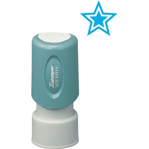 Xstamper+Outlined+Star+Pre-inked+Stamp+-+Design+Stamp+-+STAR+-+0.63%26quot%3B+Impression+Diameter+-+100000+Impression%28s%29+-+Light+Blue+-+Recycled+-+1+Each
