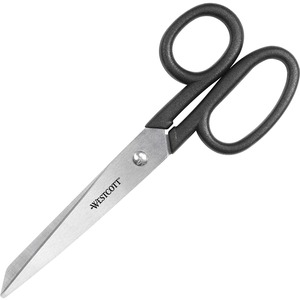 Westcott+All+Purpose+Kleencut+7%26quot%3B+Straight+Scissors+-+3.31%26quot%3B+Cutting+Length+-+7%26quot%3B+Overall+Length+-+Stainless+Steel+-+Straight+Tip+-+Black+-+1+Each