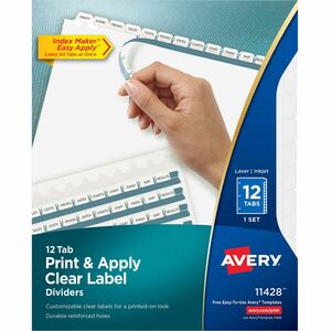 Avery® Index Maker Index Divider - 12 x Divider(s) - Print-on Tab(s) - 12 - 12 Tab(s)/Set - 8.5