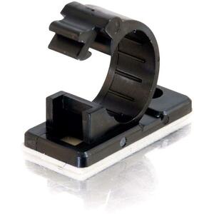 C2G .5in Self-Adhesive Cable Clamp - 50pk - Cable Clamp - Black - 50 Pack