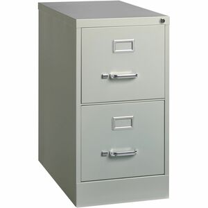 Lorell+Fortress+Series+25%26quot%3B+Commercial-Grade+Vertical+File+Cabinet+-+15%26quot%3B+x+25%26quot%3B+x+28.4%26quot%3B+-+2+x+Drawer%28s%29+for+File+-+Letter+-+Vertical+-+Security+Lock%2C+Ball-bearing+Suspension%2C+Heavy+Duty+-+Light+Gray+-+Steel+-+Recycled