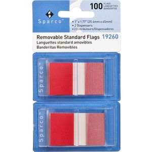 Sparco+Removable+Standard+Flags+in+Dispenser+-+100+x+Red+-+1.75%26quot%3B+x+1%26quot%3B+-+Rectangle+-+Red+-+See-through%2C+Self-adhesive%2C+Removable+-+100+%2F+Pack