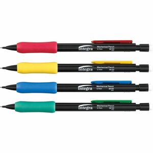 Integra+Grip+Mechanical+Pencils+-+0.7+mm+Lead+Diameter+-+Refillable+-+Black+Lead+-+Assorted+Barrel+-+1+Dozen