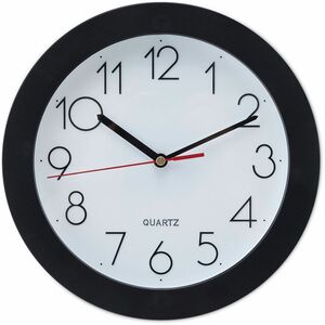 Universal+Round+Wall+Clock+-+Analog+-+Quartz+-+White+Main+Dial+-+Black+Case