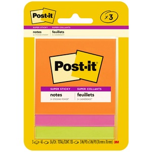 Post-it%C2%AE+Super+Sticky+Note+Pads+-+Energy+Boost+Color+Collection+-+135+-+3%26quot%3B+x+3%26quot%3B+-+Square+-+45+Sheets+per+Pad+-+Unruled+-+Vital+Orange%2C+Tropical+Pink%2C+Limeade+-+Paper+-+Self-adhesive+-+3+%2F+Pack