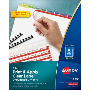 Avery® Index Maker Index Divider - 200 x Divider(s) - Print-on Tab(s) - 8 - 8 Tab(s)/Set - 8.5