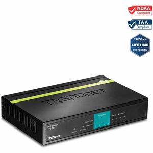 TRENDnet 8-Port 10/100Mbps PoE Switch, 4 x 10/100 Ports, 4 x 10/100 PoE Ports, 30W PoE Power Budget, 1.6 Gbps Switching Capacity, 802.3af, Limited Lifetime Protection, Black, TPE-S44