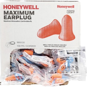 Howard Leight Max Corded Ear Plugs - Noise Reduction Rating Protection - Foam - Pink, Blue - 100 / Box