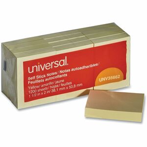 Universal+Note+Pad+-+100+x+Yellow+-+Rectangle+-+100+Sheets+per+Pad+-+Yellow+-+Self-stick%2C+Residue-free+-+12+%2F+Pack