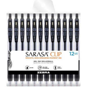 Zebra Pen Sarasa Clip Gel Retractable Black Pens