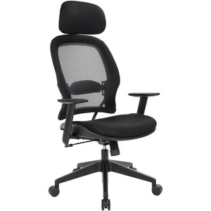 Office+Star+Professional+Air+Grid+Chair+with+Adjustable+Headrest+-+Mesh+Seat+-+5-star+Base+-+Black+-+1+Each