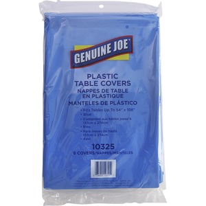 Genuine+Joe+Plastic+Rectangular+Table+Covers+-+108%26quot%3B+Length+x+54%26quot%3B+Width+-+Plastic+-+Blue+-+6+%2F+Pack