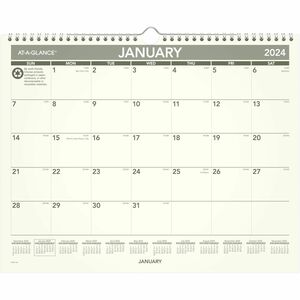 At-A-Glance 100% PCW Monthly Wall Calendar - Julian Dates - Monthly - January 2022 till December 2022 - 1 Month Single Page Layout - 15