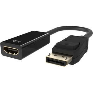 Belkin F2CD004B Audio/Video Cable - 3.6" DisplayPort/HDMI A/V Cable for Audio/Video Device, Monitor, Notebook - First End: 1 x 20-pin DisplayPort Digital Audio/Video - Male - Second End: 1 x 19-pin HDMI Type A Digital Audio/Video - Female - Supports up to 1920 x 1080 - Shielding - Black