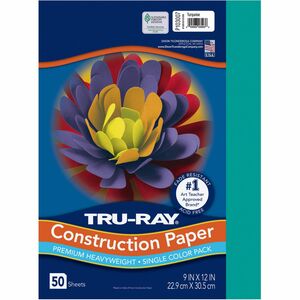 Tru-Ray+Construction+Paper+-+12%26quot%3BWidth+x+9%26quot%3BLength+-+76+lb+Basis+Weight+-+50+%2F+Pack+-+Turquoise+-+Sulphite