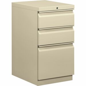 HON+Brigade+H33720R+Pedestal+-+28%26quot%3B+Height+x+15%26quot%3B+Width+x+19.9%26quot%3B+Depth+-+Total+Drawer%28s%29%3A+3+-+Finish%3A+Putty+-+1+Each
