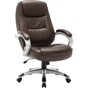 Lorell+Westlake+Series+Executive+High-Back+Chair+-+Saddle+Leather+Seat+-+Black+Polyurethane+Frame+-+Saddle+-+1+Each